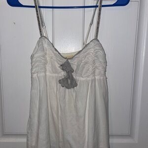 Hollister White and Gray Sleeveless Top